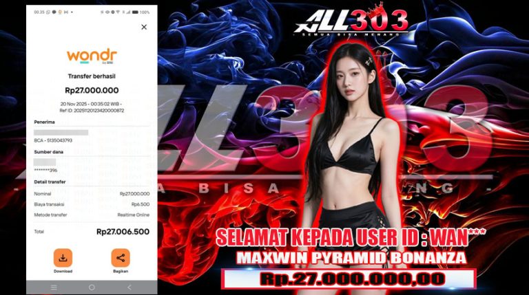 BUKTI KEMENANGAN ALL303 20 NOV