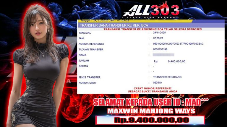 BUKTI KEMENANGAN ALL303 24 NOV