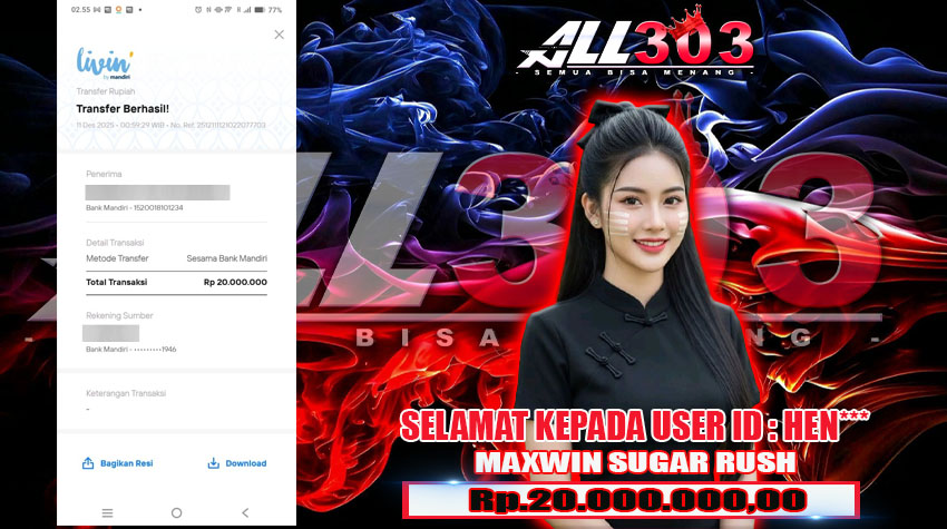 BUKTI KEMENANGAN ALL303 11 DES