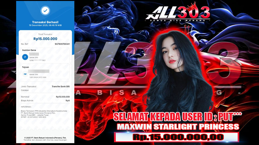 BUKTI KEMENANGAN ALL303 19 DES