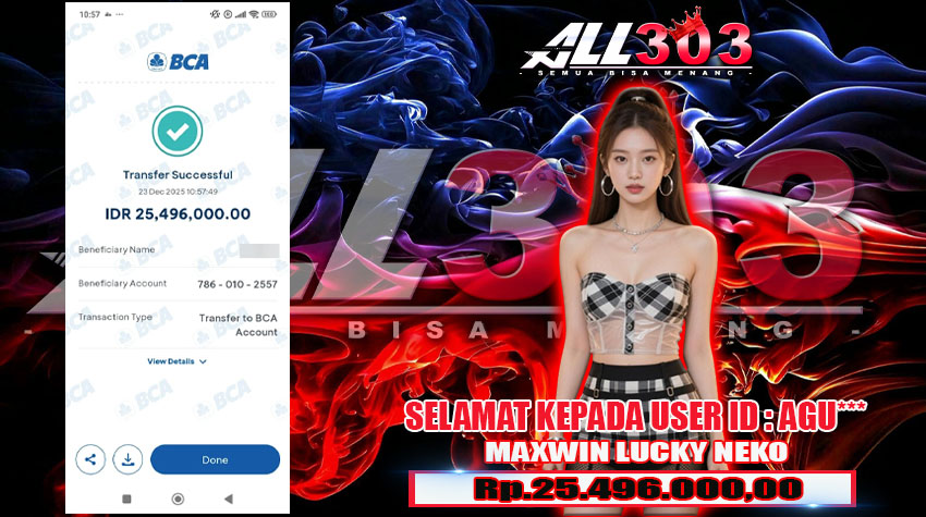 BUKTI KEMENANGAN ALL303 23 DES