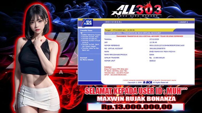 BUKTI KEMENANGAN ALL303 27 DES