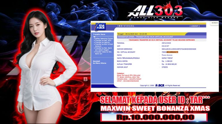 BUKTI KEMENANGAN ALL303 29 DES